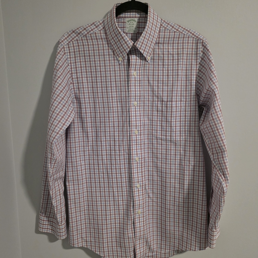 Brooks Brothers Red and White Checkered Shirt Milano